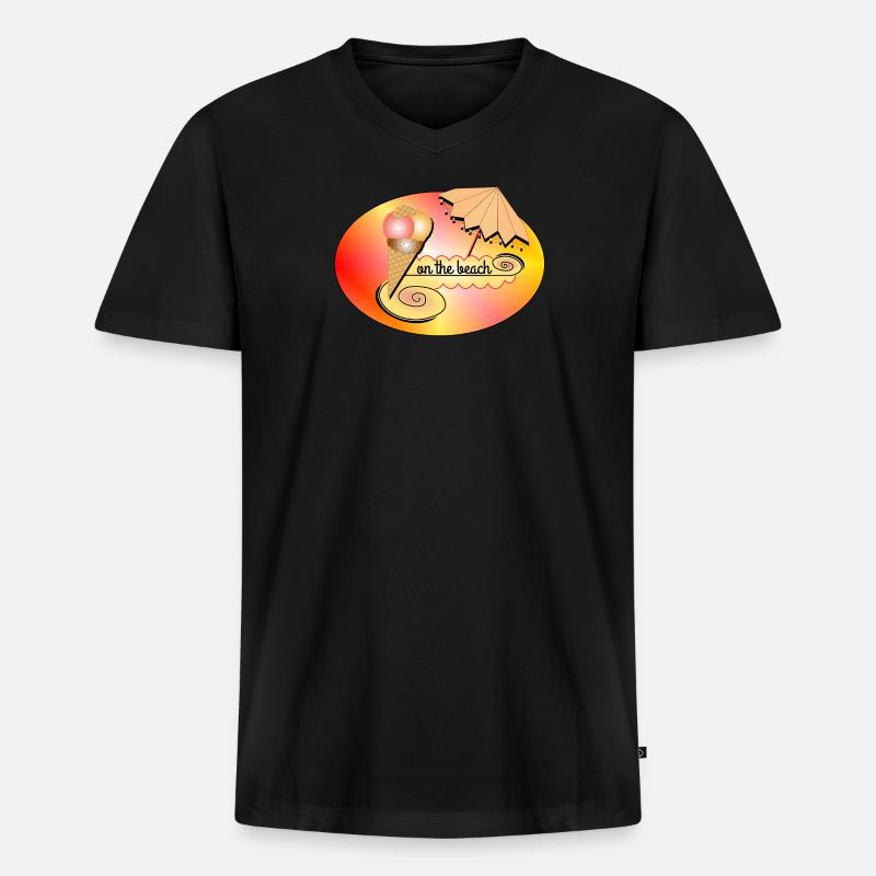 Ice on the beach - Männer Premium Bio T-Shirt mit V-Ausschnitt - Schwarz