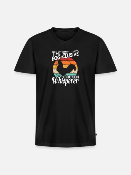 De Egg-Clusive Chicken Whisperer Chicken Lover - Mannen Premium Bio T-shirt met V-hals - zwart