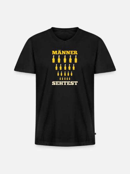 Bier Männer Sehtest Bier Spruch - Männer Premium Bio T-Shirt mit V-Ausschnitt - Schwarz