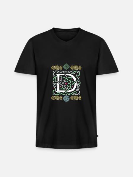 D - Männer Premium Bio T-Shirt mit V-Ausschnitt - Schwarz