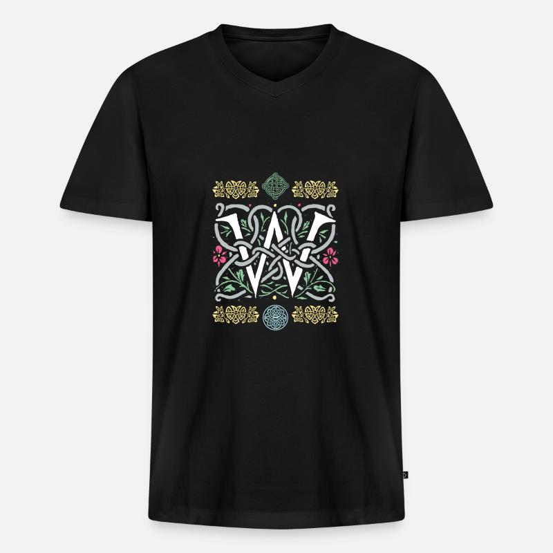 W - Männer Premium Bio T-Shirt mit V-Ausschnitt - Schwarz