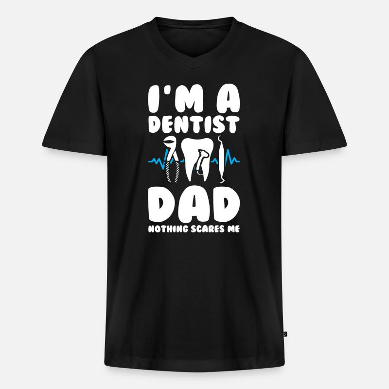 Dentist Dad - Männer Premium Bio T-Shirt mit V-Ausschnitt - Schwarz