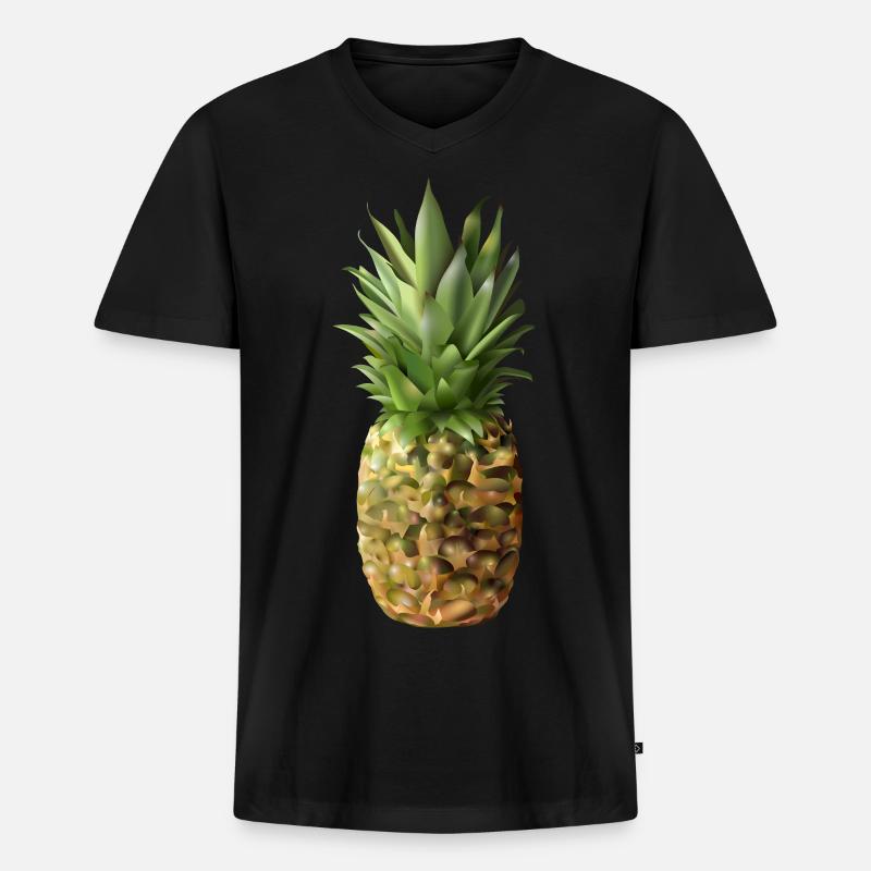 Ananas - Männer Premium Bio T-Shirt mit V-Ausschnitt - Schwarz