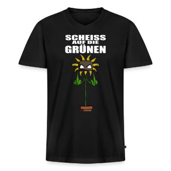 Gegen Grüne Politik Sonnenblume - Männer Premium Bio T-Shirt mit V-Ausschnitt - Schwarz - Vorne - Nico (187cm)