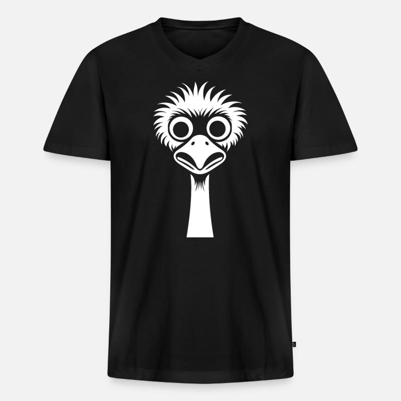 Strauß - Männer Premium Bio T-Shirt mit V-Ausschnitt - Schwarz