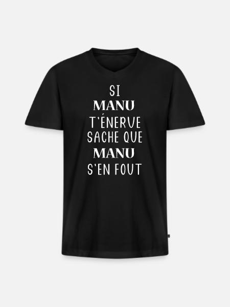 Manu - T-shirt encolure en V Premium bio Homme - noir