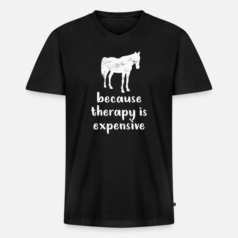 Pferd Pferde - Männer Premium Bio T-Shirt mit V-Ausschnitt - Schwarz