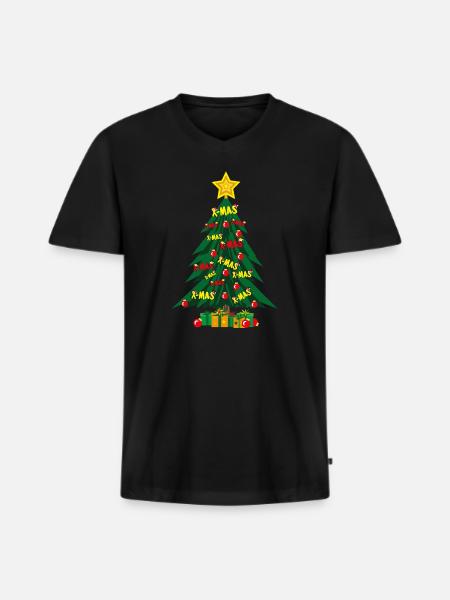 Juletræ med en masse kærlighed og stjerne. - Premium økologisk T-shirt med V-hals til mænd - sort