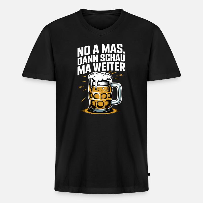 Bier Spruch Prost Krug - Männer Premium Bio T-Shirt mit V-Ausschnitt - Schwarz