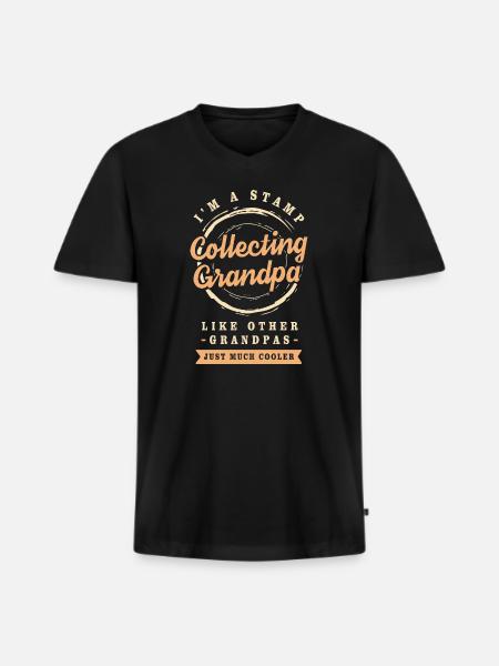 Stamps Philatelist Stamp Collection - Men's Premium Organic T-shirt with V-neck - black