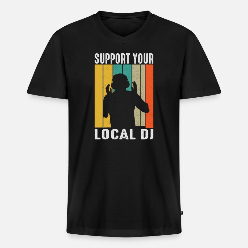 DJ Outfit Geschenke - Männer Premium Bio T-Shirt mit V-Ausschnitt - Schwarz