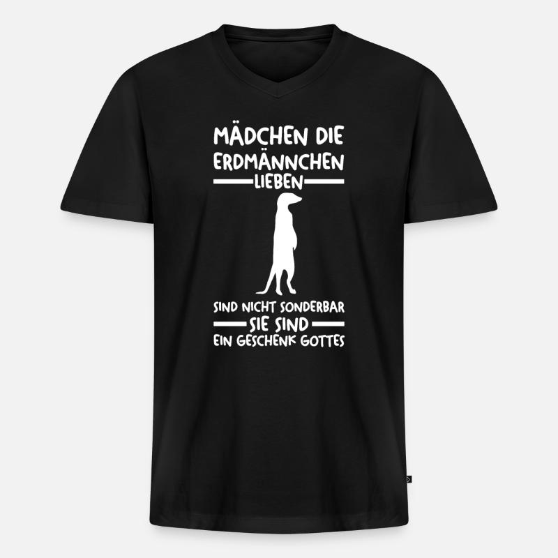 Erdmännchen - Männer Premium Bio T-Shirt mit V-Ausschnitt - Schwarz