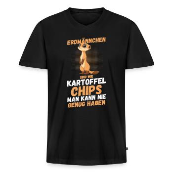 Erdmännchen - Männer Premium Bio T-Shirt mit V-Ausschnitt - Schwarz - Vorne - Nico (187cm)