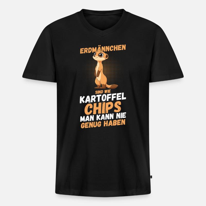 Erdmännchen - Männer Premium Bio T-Shirt mit V-Ausschnitt - Schwarz