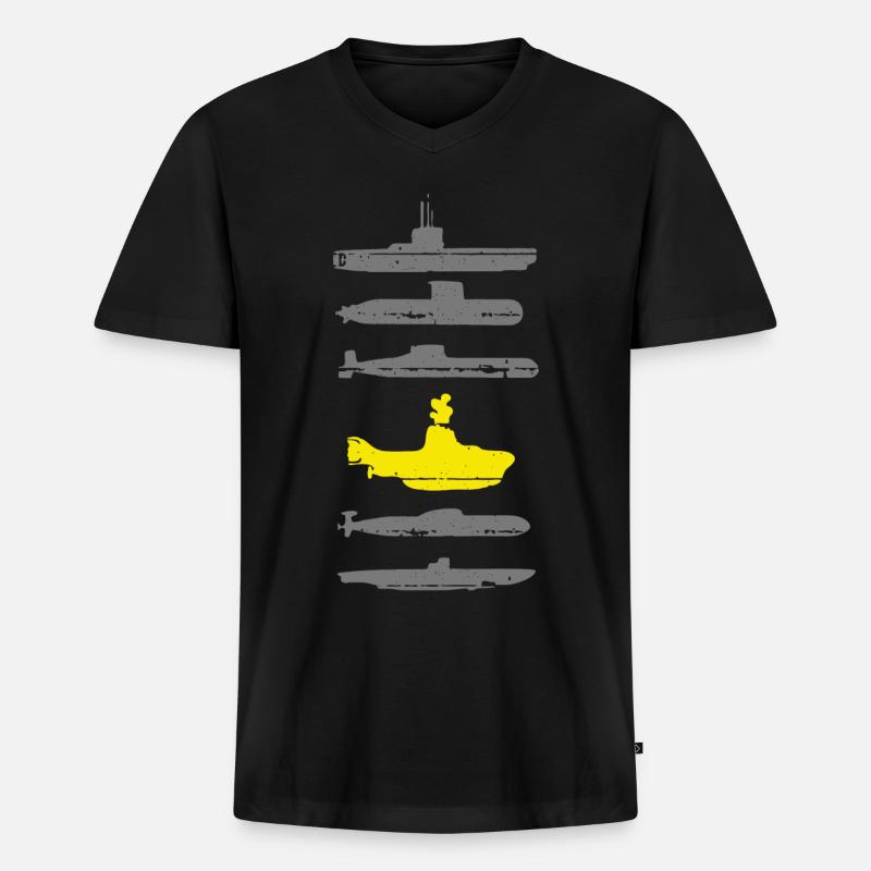 U-Boot-Grafik - Männer Premium Bio T-Shirt mit V-Ausschnitt - Schwarz