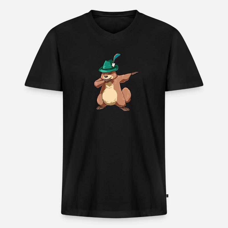 Dabbing Murmeltier Sieger - Männer Premium Bio T-Shirt mit V-Ausschnitt - Schwarz