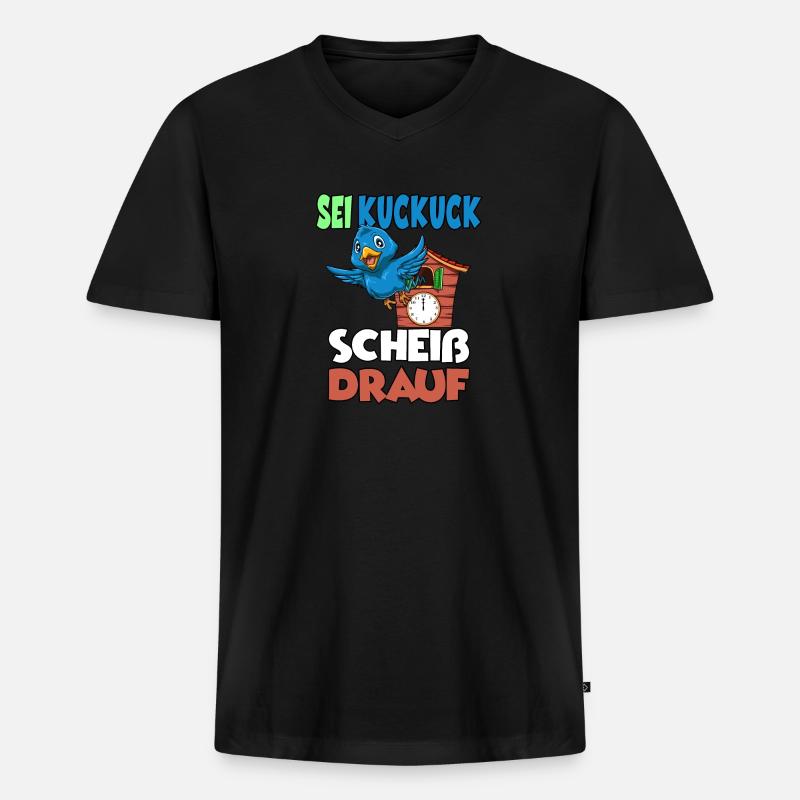 Sei Kuckuck Scheiss drauf - Männer Premium Bio T-Shirt mit V-Ausschnitt - Schwarz