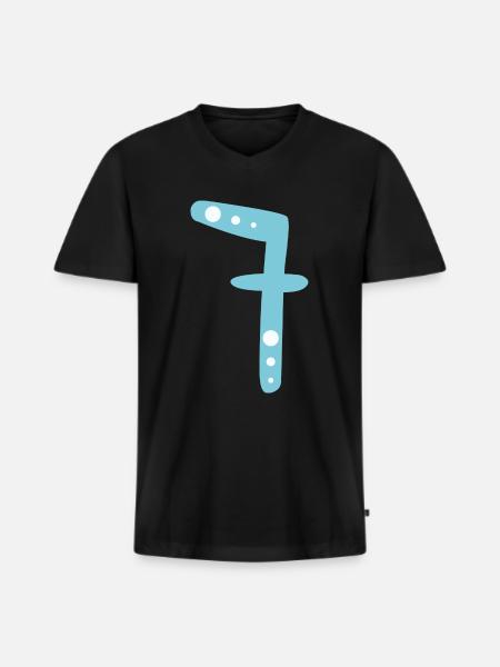 Nummer 7 - Männer Premium Bio T-Shirt mit V-Ausschnitt - Schwarz