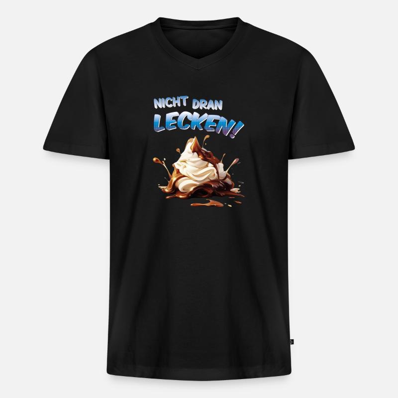 Nicht dran lecken! Eis - Männer Premium Bio T-Shirt mit V-Ausschnitt - Schwarz