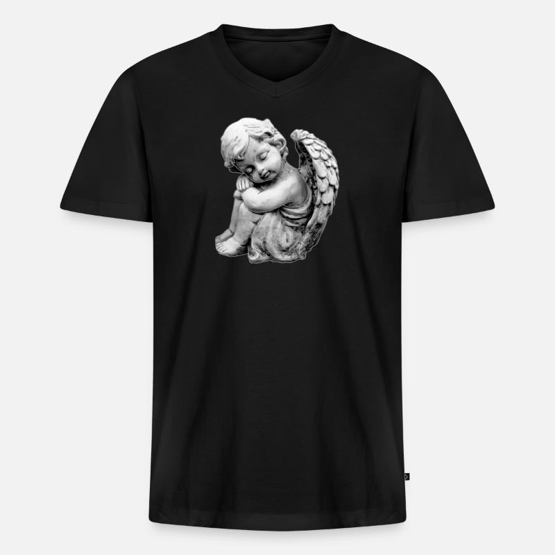 Engel Angel Engelchen Geschenkidee - Männer Premium Bio T-Shirt mit V-Ausschnitt - Schwarz