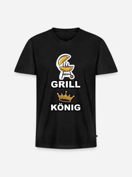 Grill König - Männer Premium Bio T-Shirt mit V-Ausschnitt - Schwarz