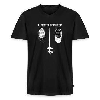 Fechten Fechter Florett Geschenk - Männer Premium Bio T-Shirt mit V-Ausschnitt - Schwarz - Vorne - Nico (187cm)