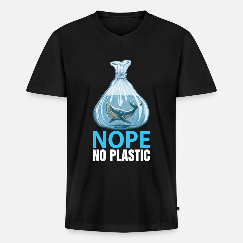 Walfisch - Männer Premium Bio T-Shirt mit V-Ausschnitt - Schwarz