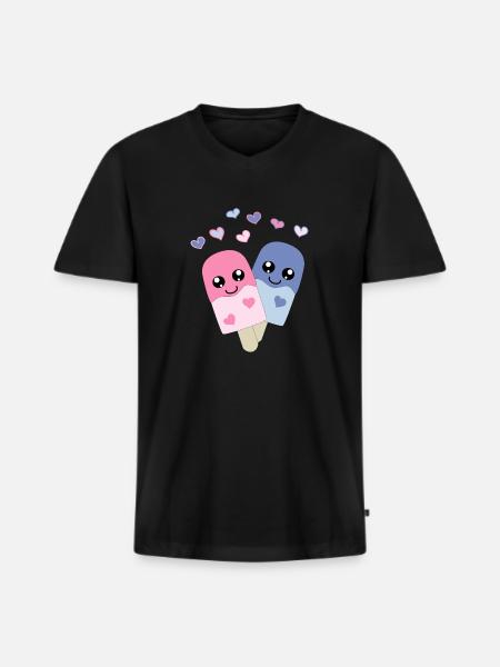 cute ice cream in style - Men's Premium Organic T-shirt with V-neck - black