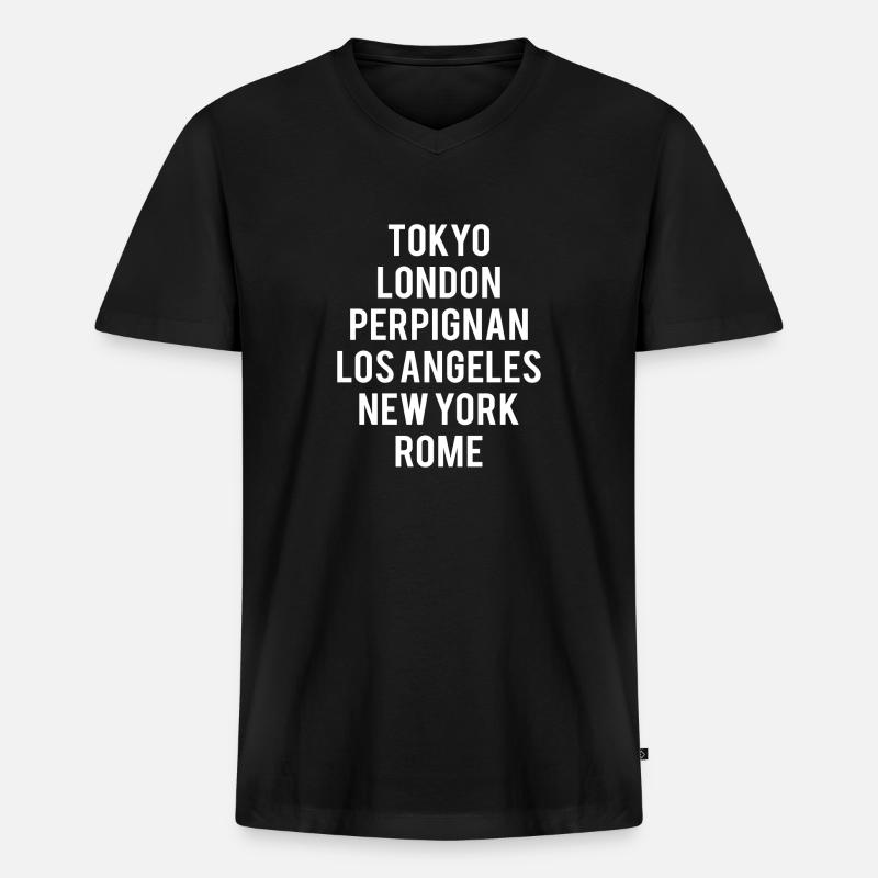 PERPIGNAN - Männer Premium Bio T-Shirt mit V-Ausschnitt - Schwarz