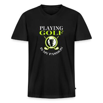 Golf spielen ist meine Leidenschaft Golfplatz gift - Männer Premium Bio T-Shirt mit V-Ausschnitt - Schwarz - Vorne - Nico (187cm)