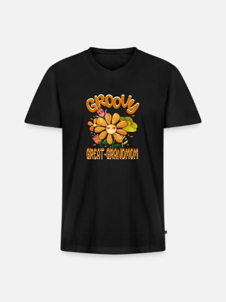 Groovy Great-Grandmom Family Matching Vintage - Men's Premium Organic T-shirt with V-neck - black
