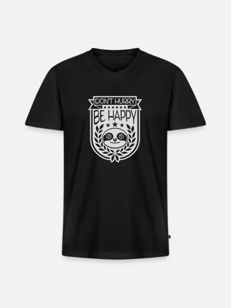 Don't hurry be happy - Men's Premium Organic T-shirt with V-neck - black