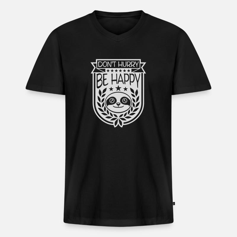 dont hurry be happy - Männer Premium Bio T-Shirt mit V-Ausschnitt - Schwarz