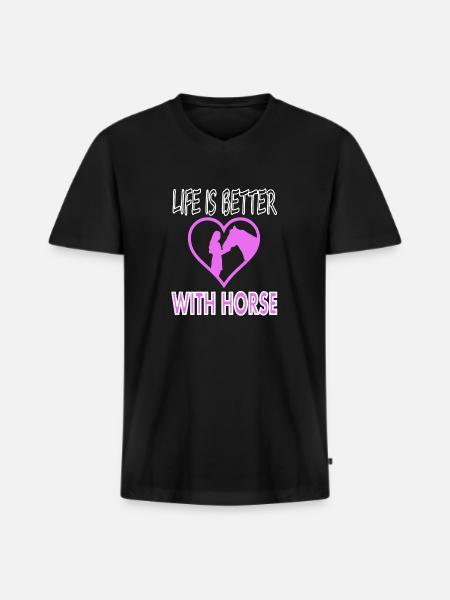 Cavalier équestre Gecshenk - T-shirt encolure en V Premium bio Homme - noir
