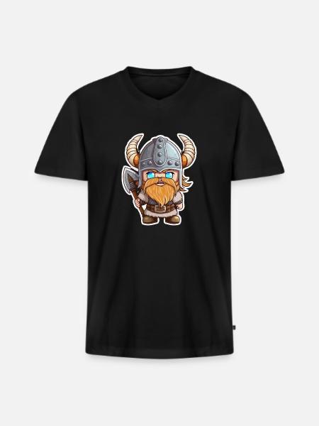Erik's Expeditions: Cartoon Vikings Erik - Men's Premium Organic T-shirt with V-neck - black