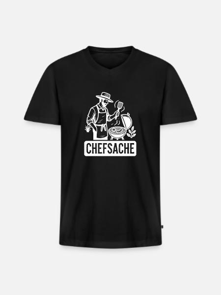 Grillen ist Chefsache - Männer Premium Bio T-Shirt mit V-Ausschnitt - Schwarz