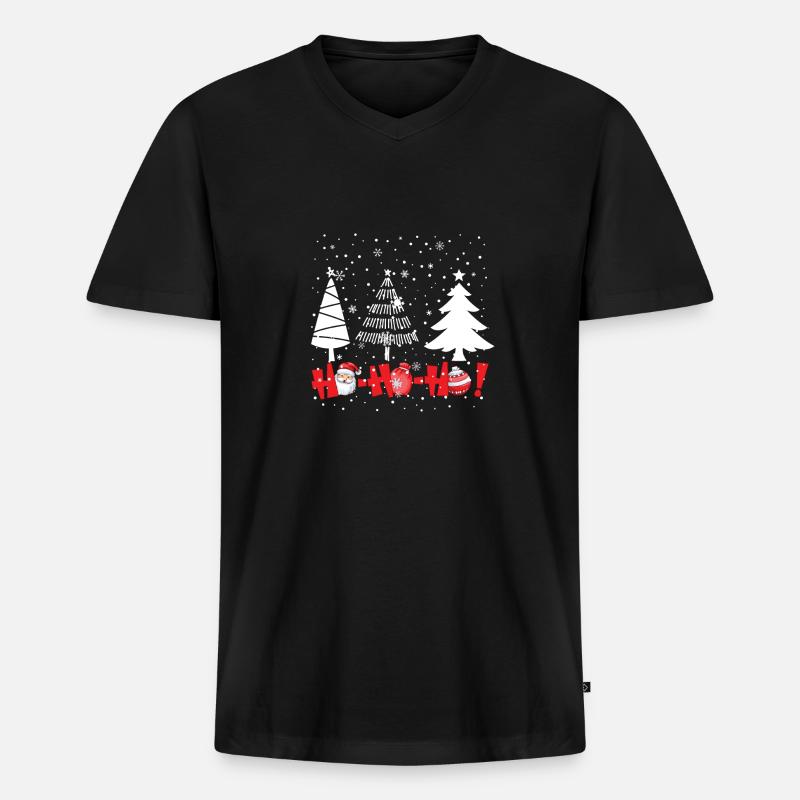 Hohoho-Weihnachtsbäume - Männer Premium Bio T-Shirt mit V-Ausschnitt - Schwarz