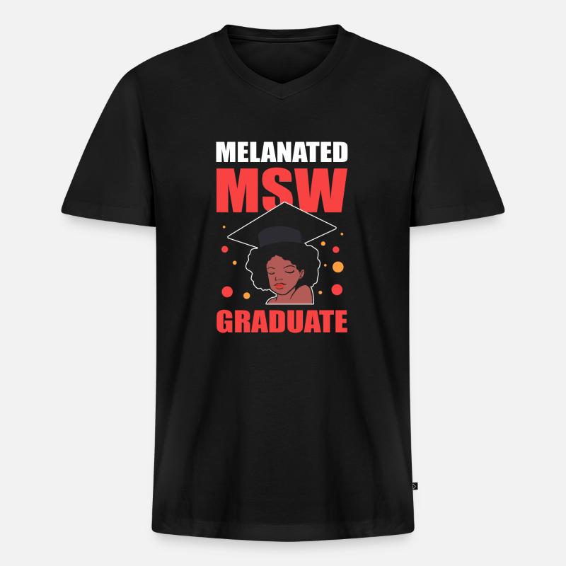 Master Studium Abschlussfeier Afro - Männer Premium Bio T-Shirt mit V-Ausschnitt - Schwarz