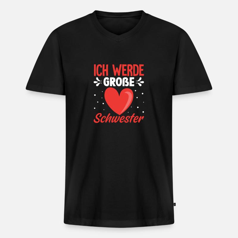 Ich werde große Schwester - Männer Premium Bio T-Shirt mit V-Ausschnitt - Schwarz