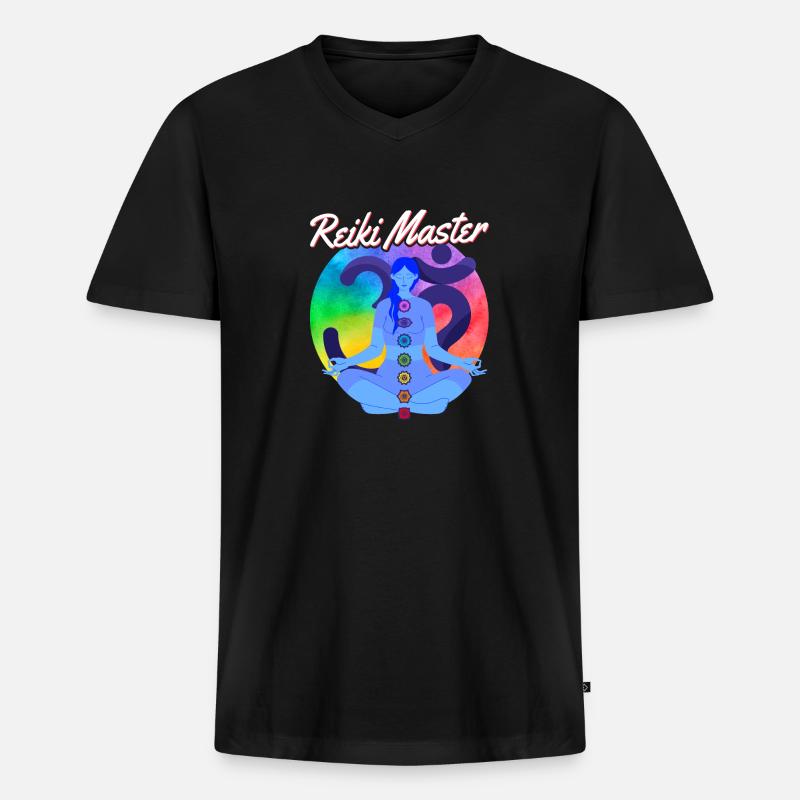 Reiki Master Heilkunst - Männer Premium Bio T-Shirt mit V-Ausschnitt - Schwarz