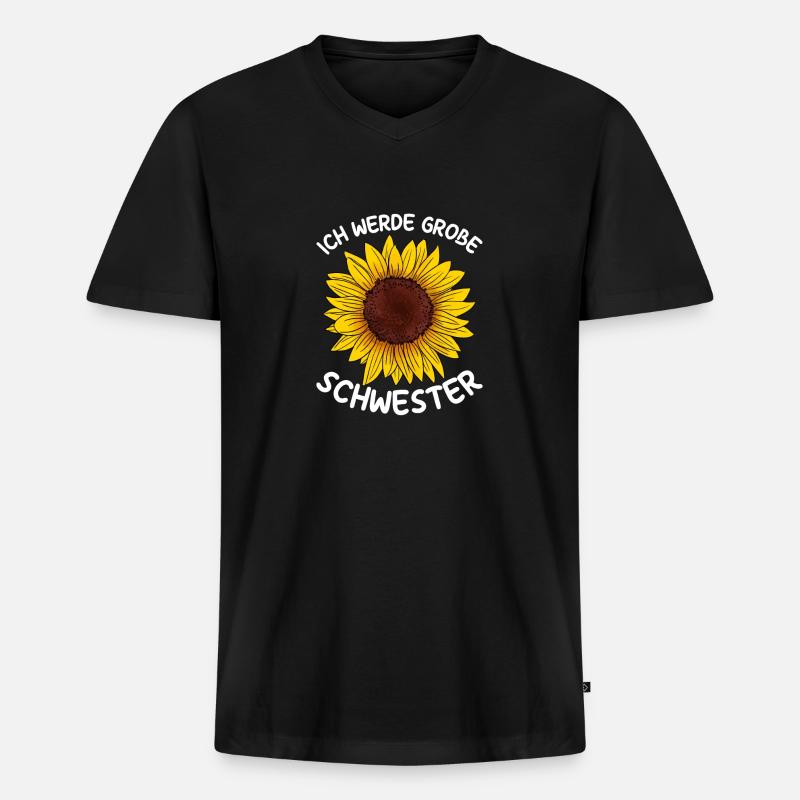 Ich werde große Schwester - Männer Premium Bio T-Shirt mit V-Ausschnitt - Schwarz