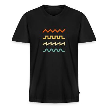 Schallwellen Synthesizer Musik Musiker Geschenk - Männer Premium Bio T-Shirt mit V-Ausschnitt - Schwarz - Vorne - Nico (187cm)
