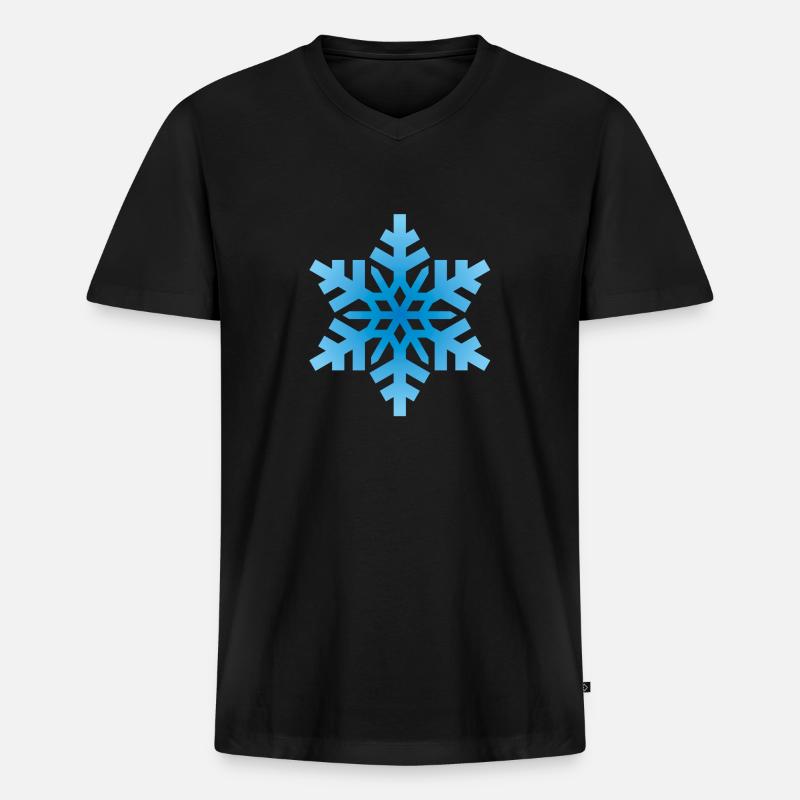 Hellblaue Schneeflocke - Männer Premium Bio T-Shirt mit V-Ausschnitt - Schwarz