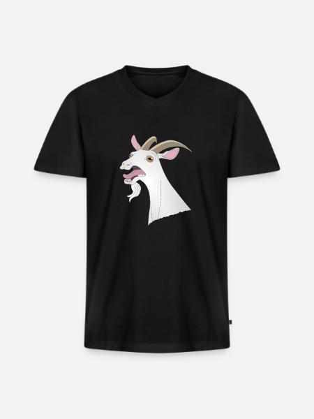 Crazy Funny Goat Cry Animal Horns Tänder - Ekologisk premium-T-shirt med V-ringning herr - svart