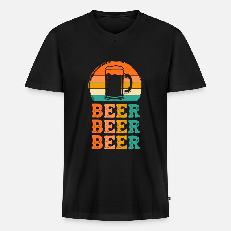 Bier Retro-Design Bier Geschenk - Männer Premium Bio T-Shirt mit V-Ausschnitt - Schwarz