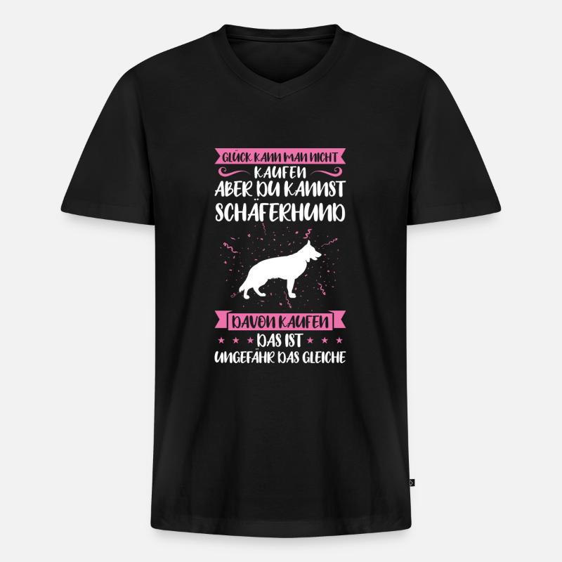 Schäferhund Hund Schäferhunde Geschenk - Männer Premium Bio T-Shirt mit V-Ausschnitt - Schwarz