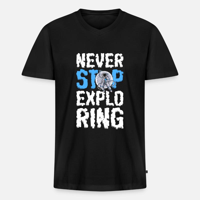 Astronaut sterne - Männer Premium Bio T-Shirt mit V-Ausschnitt - Schwarz