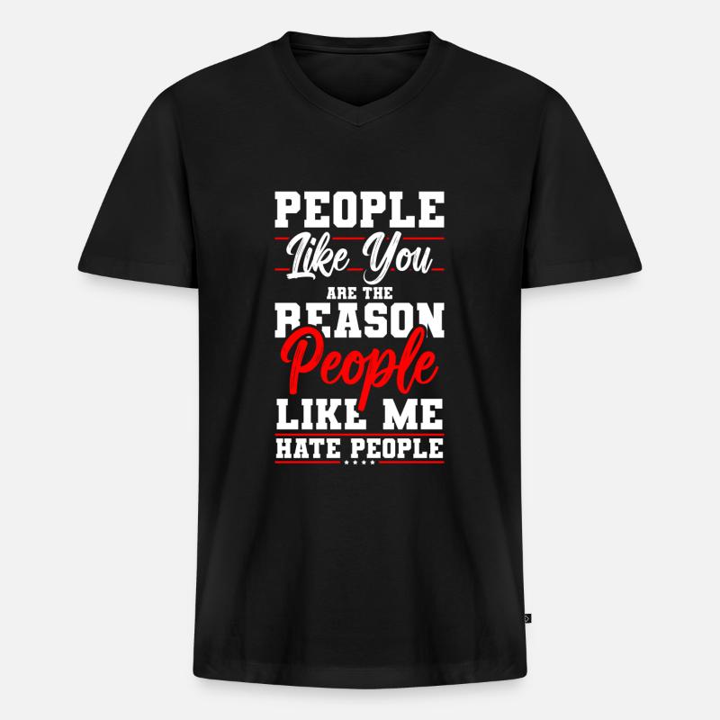 I hate people's aversion - Men's Premium Organic T-shirt with V-neck - black