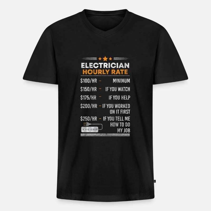 Strom Handwerk Spannung Blitz - Männer Premium Bio T-Shirt mit V-Ausschnitt - Schwarz