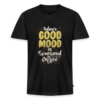 Morning grouch humor milk - Men's Premium Organic T-shirt with V-neck - black - Front - Nico (187cm)